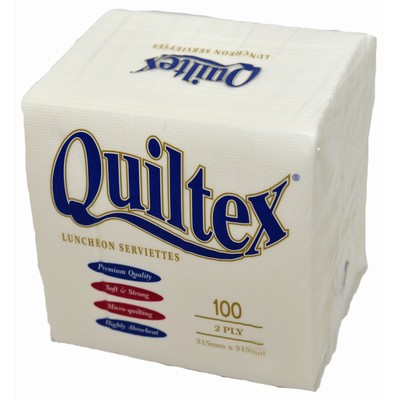 "Quiltex" 2ply White Lunch Serviettes