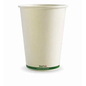 Biopak Biobowl 32oz Paper Soup Cup white/green stripe