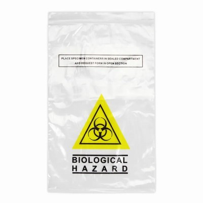 Bag Clear Biohaz 40um 15x25+22cm pouch