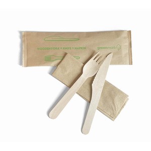 Cutlery Pack Wood Fork/Kinfe/Napkinctn