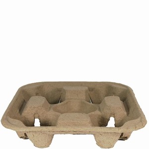 Carry Tray Moulded Fibre Natural 4 Cup