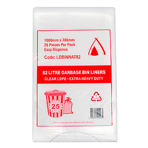 Bin Liner 82L Natural, 250's H/Duty